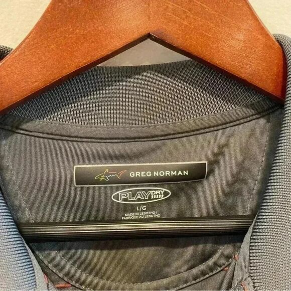 Greg Norman play dry stripe polo men's size large athletic performance gray golf - Picture 4 of 9